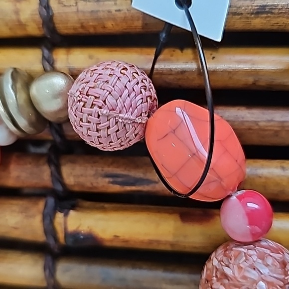 Chico's Coral & Burnt Orange‎ Beads + Baubles Stretch Bracelet - Picture 5 of 8